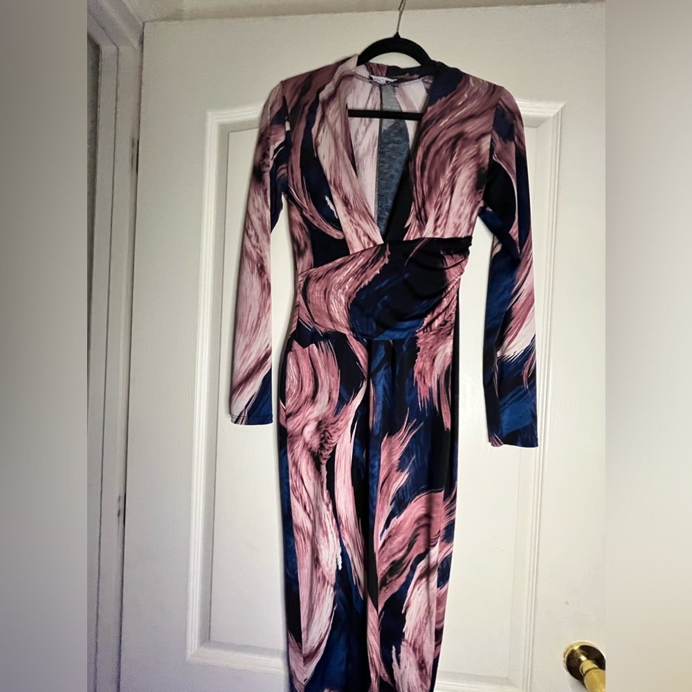 Fashion Nova Long Sleeve Low Plunge Dress